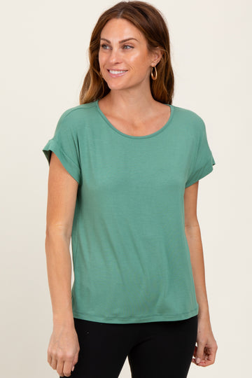 Light Olive Key Hole Back Detail Top