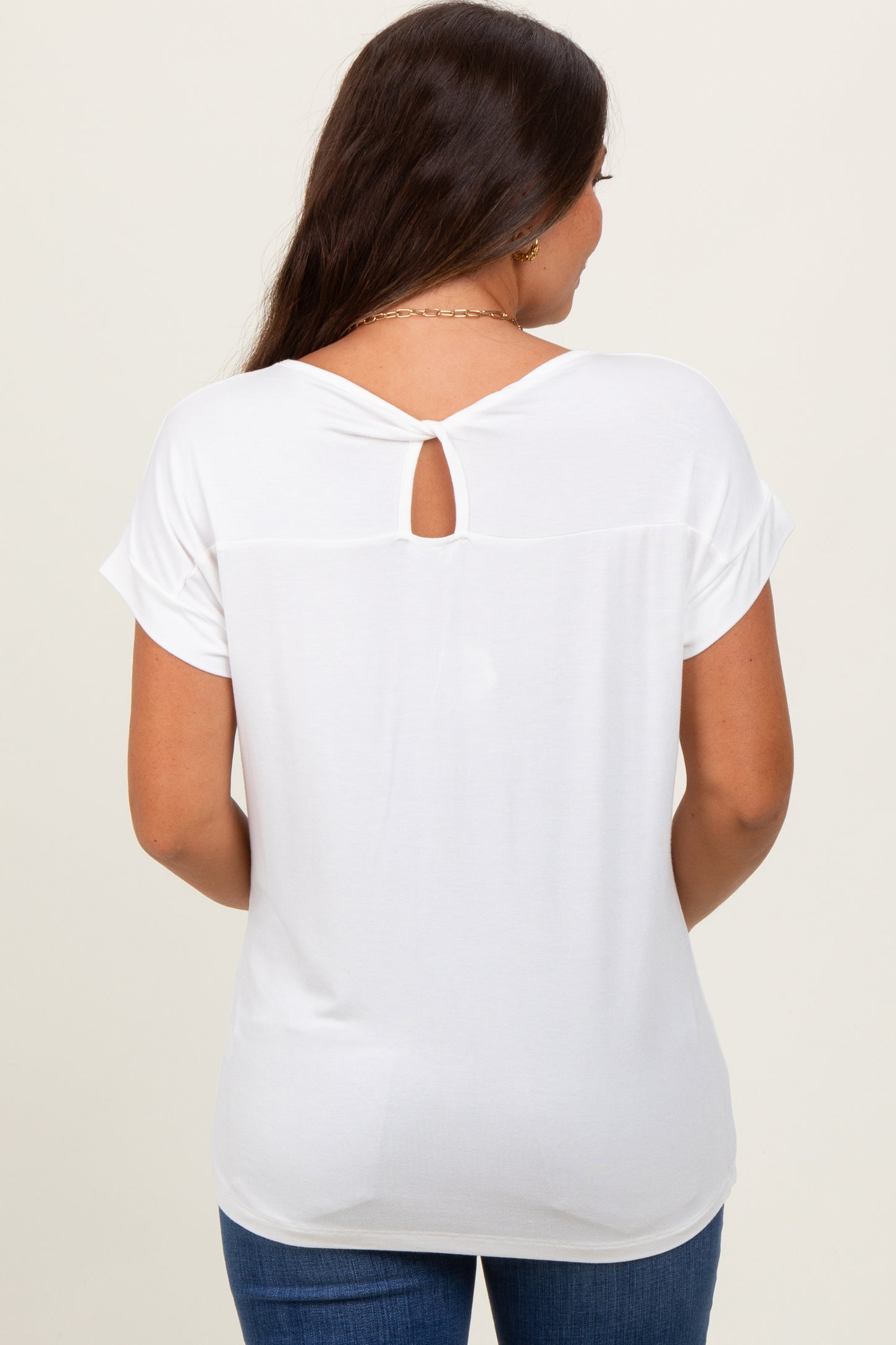 Ivory Key Hole Back Detail Maternity Top