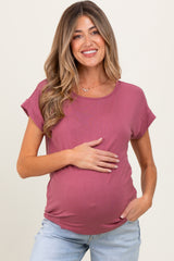 Mauve Key Hole Back Detail Maternity Top