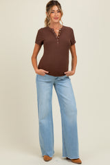Light Blue Raw Hem Wide Leg Maternity Jeans