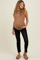Black Ankle Slim Straight Leg Maternity Jeans