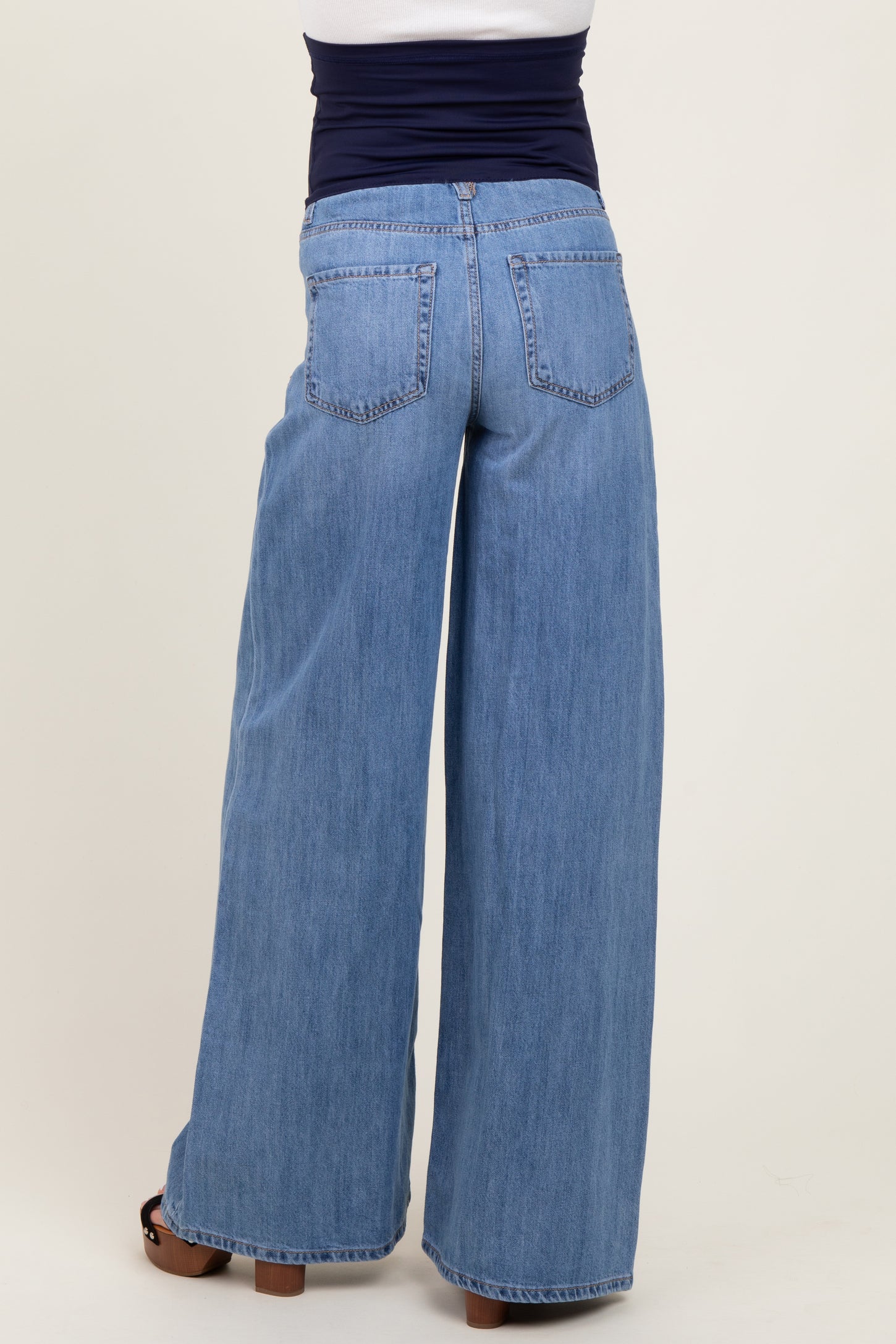 Blue Super Baggy Wide Leg Maternity Jeans