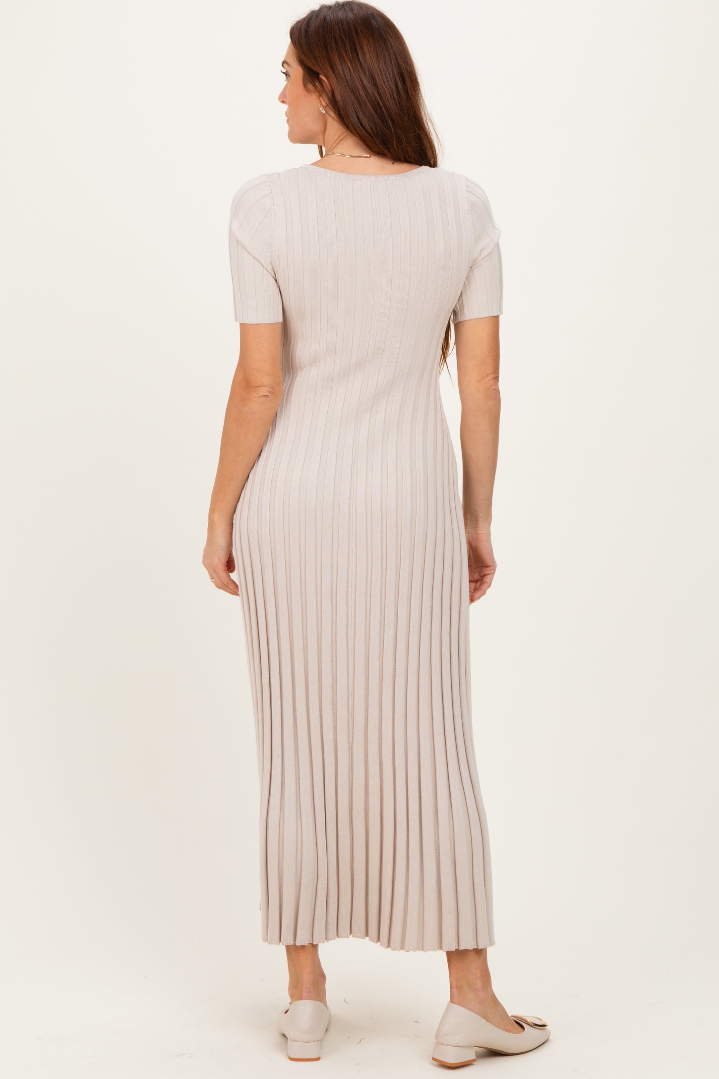 knit maxi dress short sleeve Ronny Kobo Short-Sleeve Collared Knit Maxi Dress
