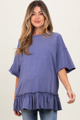Navy Relaxed Ruffled Tunic Maternity Top