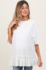 Ivory Relaxed Ruffled Tunic Maternity Top