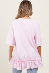 Light Pink Relaxed Ruffled Tunic Maternity Top
