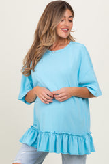 Aqua Relaxed Ruffled Tunic Maternity Top