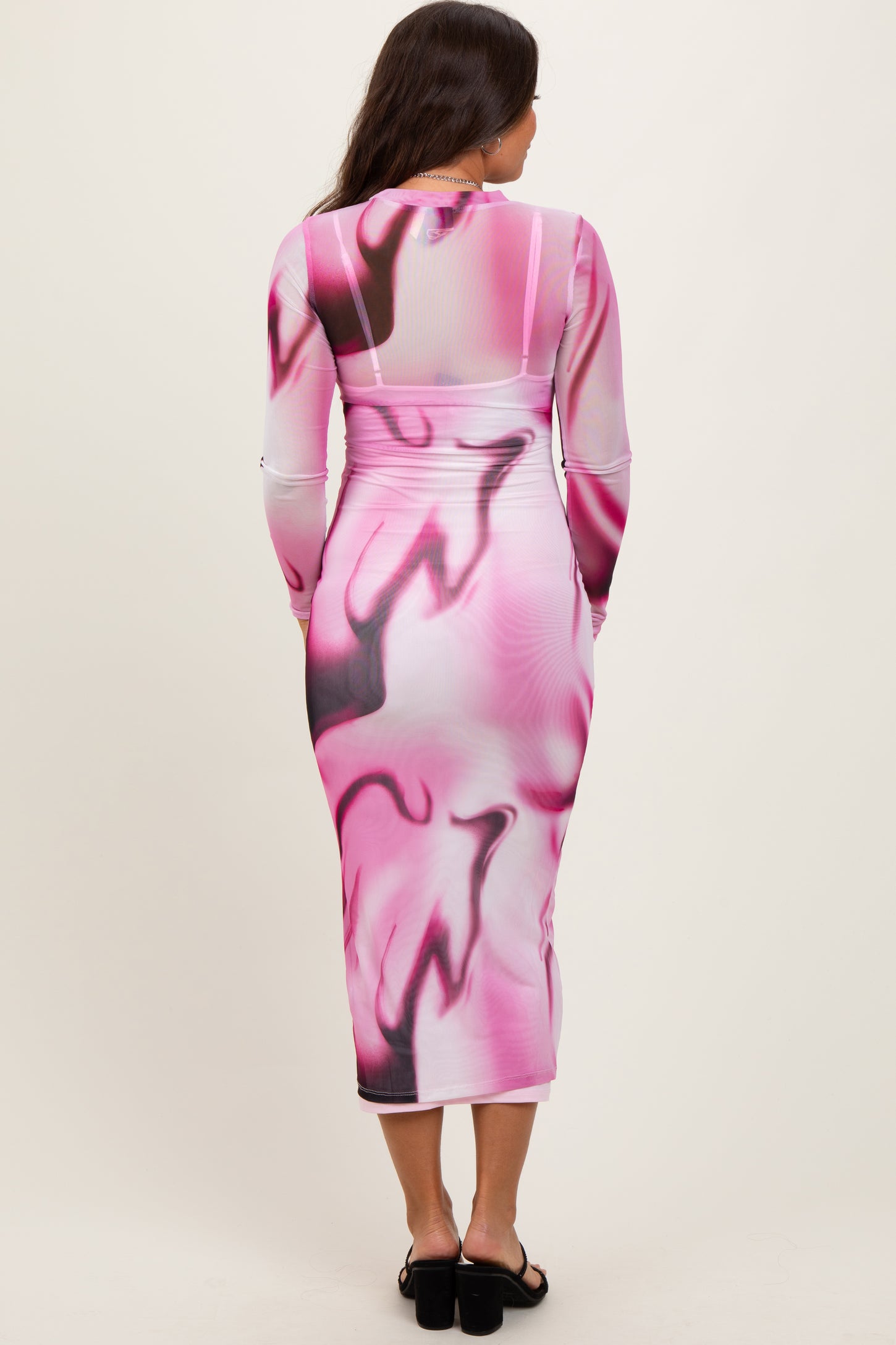 Pink Abstract Fitted Maternity Dress – PinkBlush