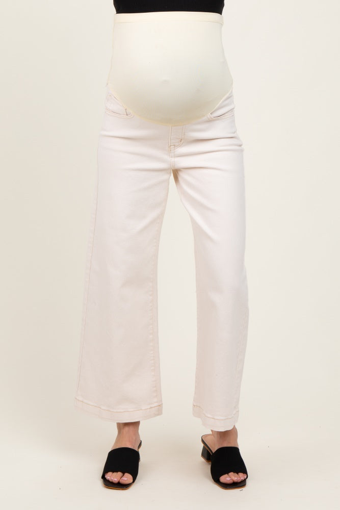 Ivory Ankle Wide Leg Maternity Jeans
