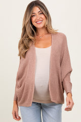 Mocha Knit Open Front Maternity Cardigan