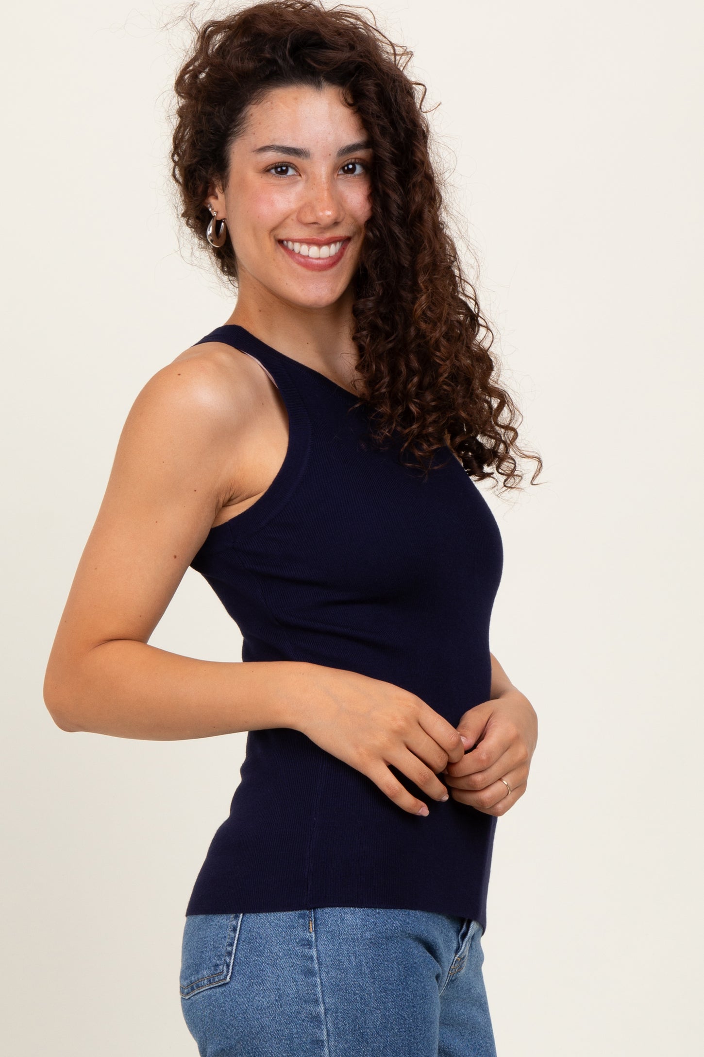 Navy Blue Knit Tank Top