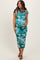Green Floral Mesh Overlay Fitted Maternity Maxi Dress