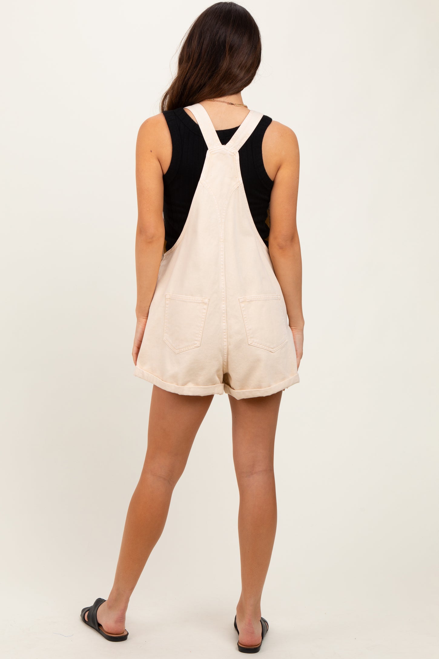 Cream Rolled Cuff Hem Shortall