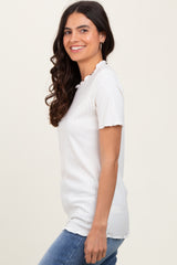 Ivory Ribbed Short Sleeve Top