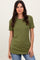 Olive Ribbed Short Sleeve Top