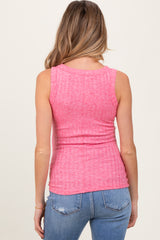 Fuchsia Heather Ribbed Scoop Neck Maternity Tank