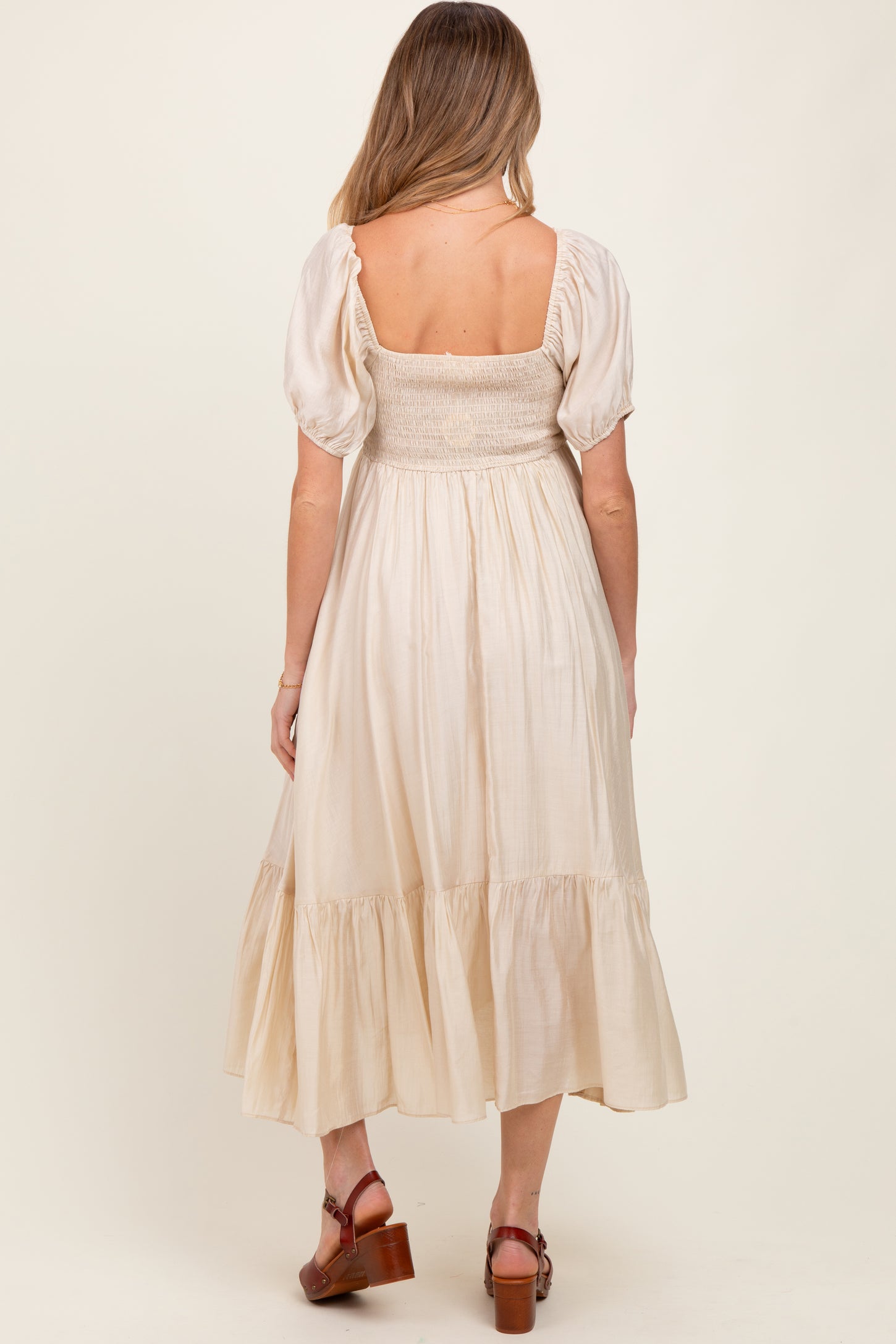 cream ruched midi dress Reckless Romance Mesh Ruched Midi Dress - Cream