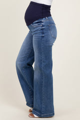 Blue Vintage Wash Wide Leg Maternity Jeans