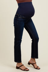 Navy Blue Classic Ankle Slim Straight Leg Maternity Jeans