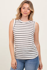 Cream/Black Stripe Knitted Maternity Tank Top