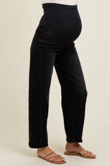 Black Lightly Distressed Panel Detail Maternity Barrel Jeans