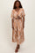 Camel Brushstroke Print Cutout Midi Dress