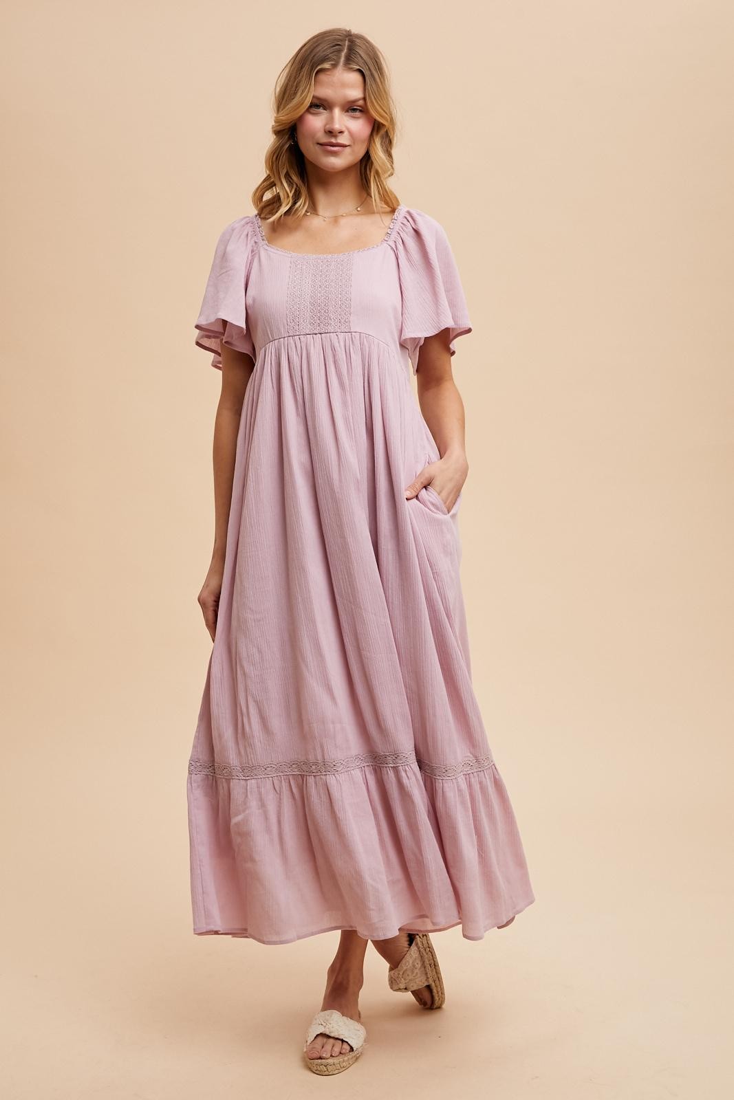 Light Pink Lace Square Neck Maternity Maxi Dress – PinkBlush