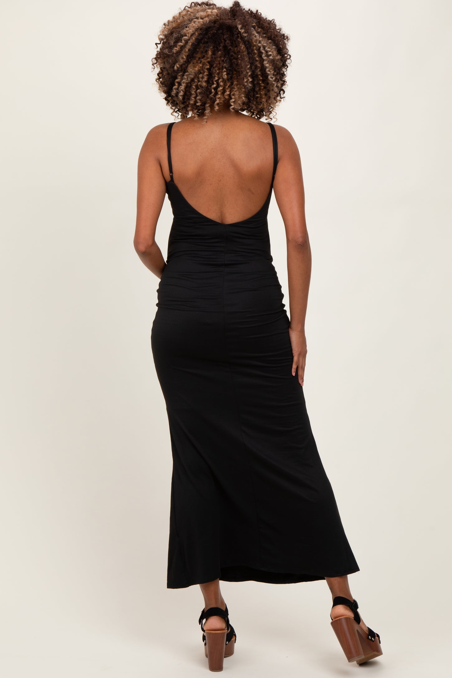 Black Backless Fishtail Sleeveless Maternity Maxi Dress PinkBlush Black Backless Fishtail Sleeveless Maternity Maxi Dress PinkBlush