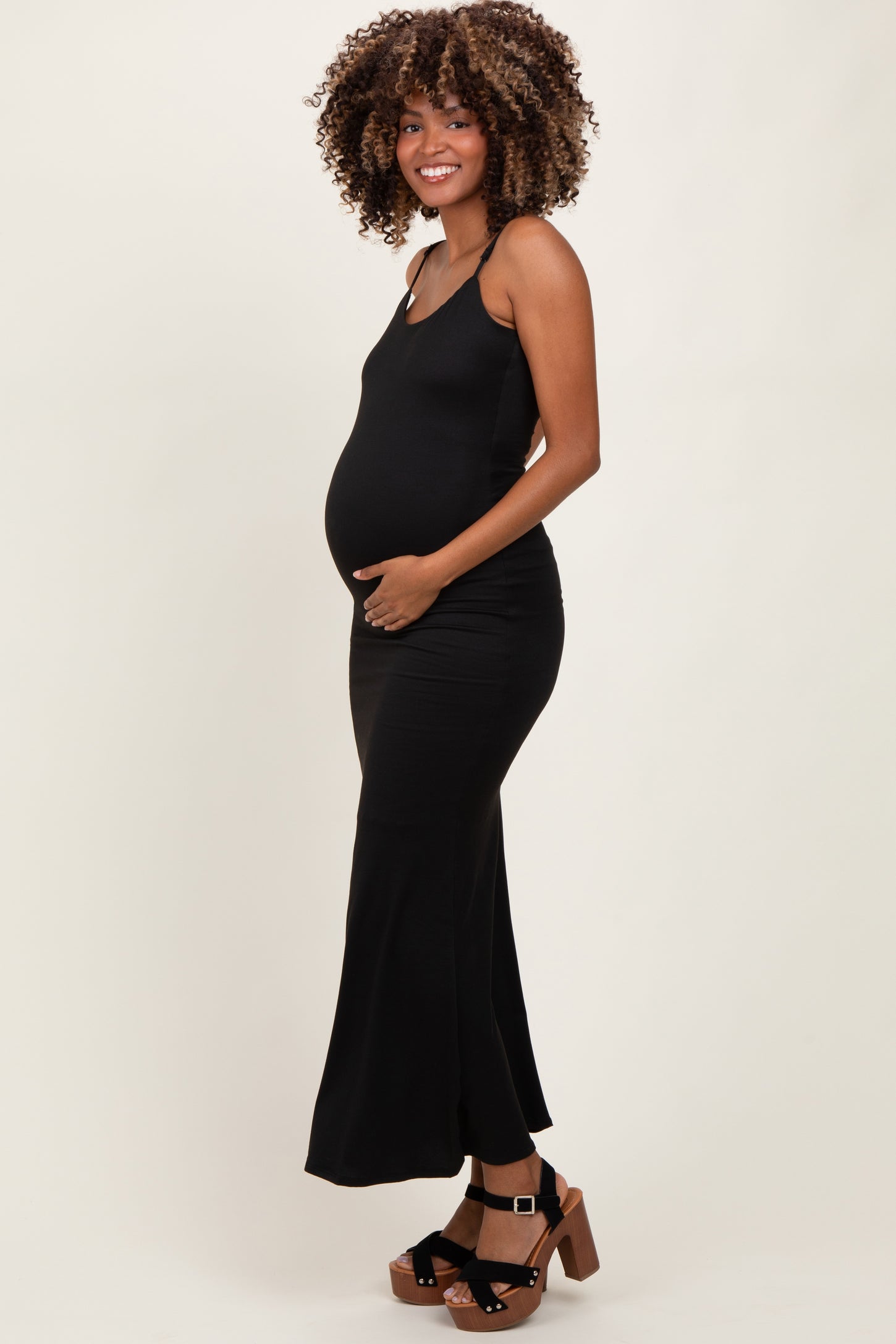 Black Backless Fishtail Sleeveless Maternity Maxi Dress PinkBlush Black Backless Fishtail Sleeveless Maternity Maxi Dress PinkBlush