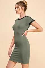 Olive/Black Color Blocked Mini Dress