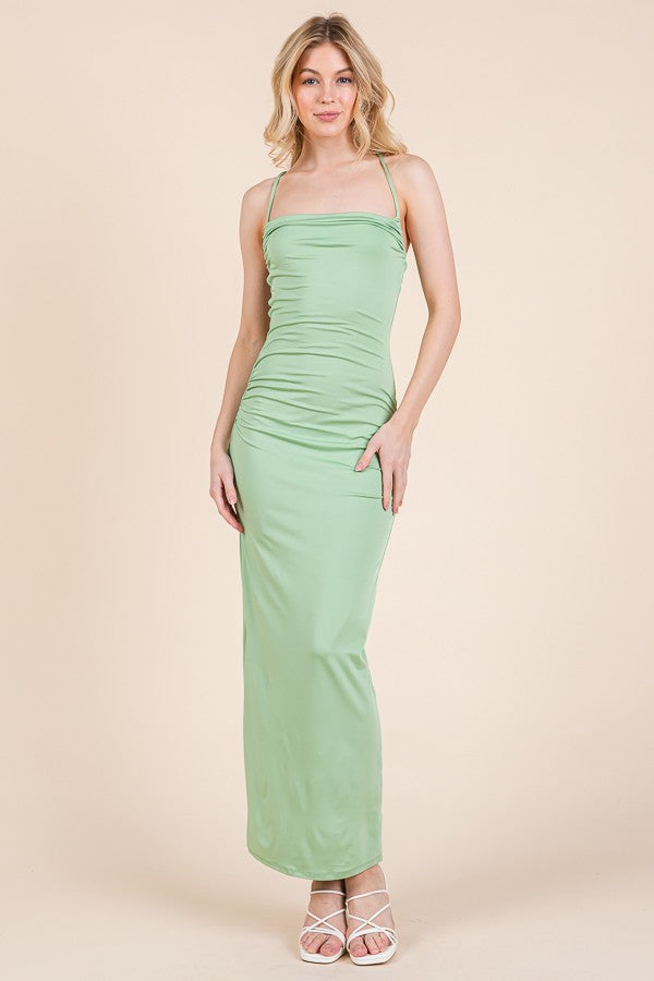 Mint Ruched Double Layered Maxi Dress – PinkBlush