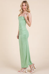 Mint Ruched Double Layered Maxi Dress