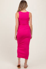Fuchsia V-Neck Tank Maternity Maxi Dress