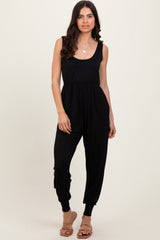 Black Scoop Neck Sleeveless Jogger Jumpsuit
