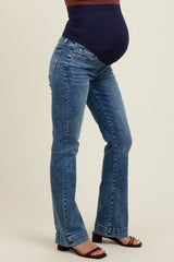 Blue Wide Hem Maternity Bootcut Jeans