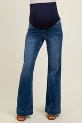 Navy Blue Wide Hem Maternity Flare Jeans