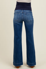 Navy Blue Wide Hem Maternity Flare Jeans