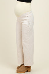 Ivory Front Seam Wide Leg Maternity Jeans