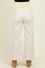 Ivory Front Seam Wide Leg Maternity Jeans
