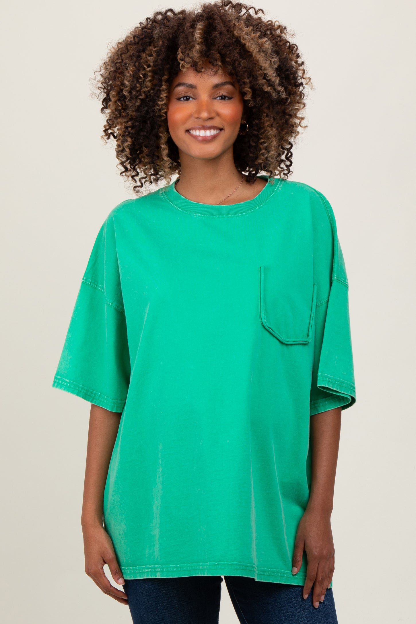 Green Faded Wash Maternity Short Sleeve Top