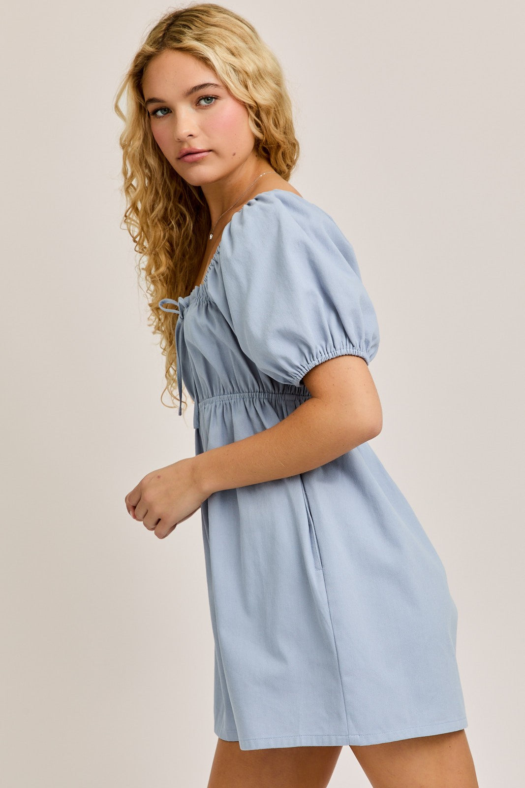 Light Blue Front Tie Romper