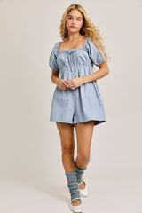 Light Blue Front Tie Romper