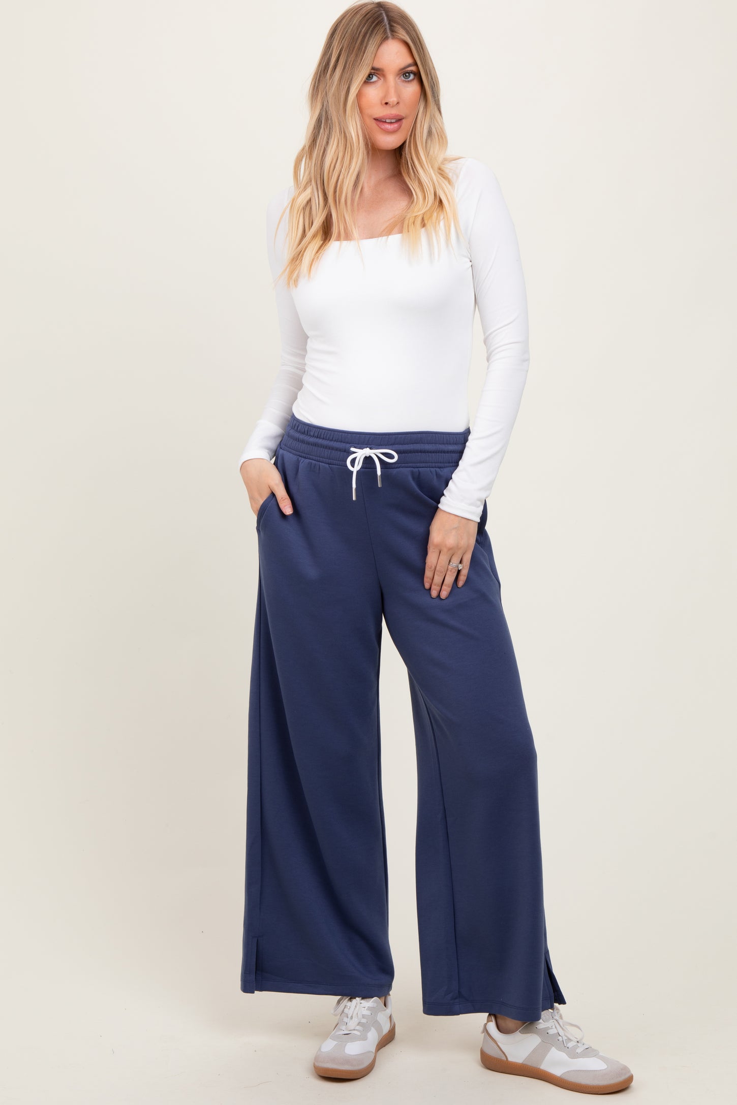 Navy Drawstring Maternity Lounge Pants