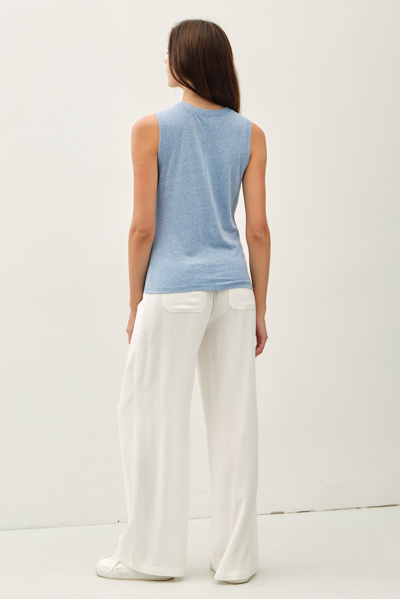 Light Blue Basic Crew Neck Tank