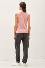 Pink Basic Crew Neck Tank