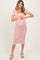 Red Striped Square Neck Short Sleeve Maternity Midi Dress