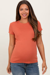 Orange Classic Crewneck Maternity T-Shirt