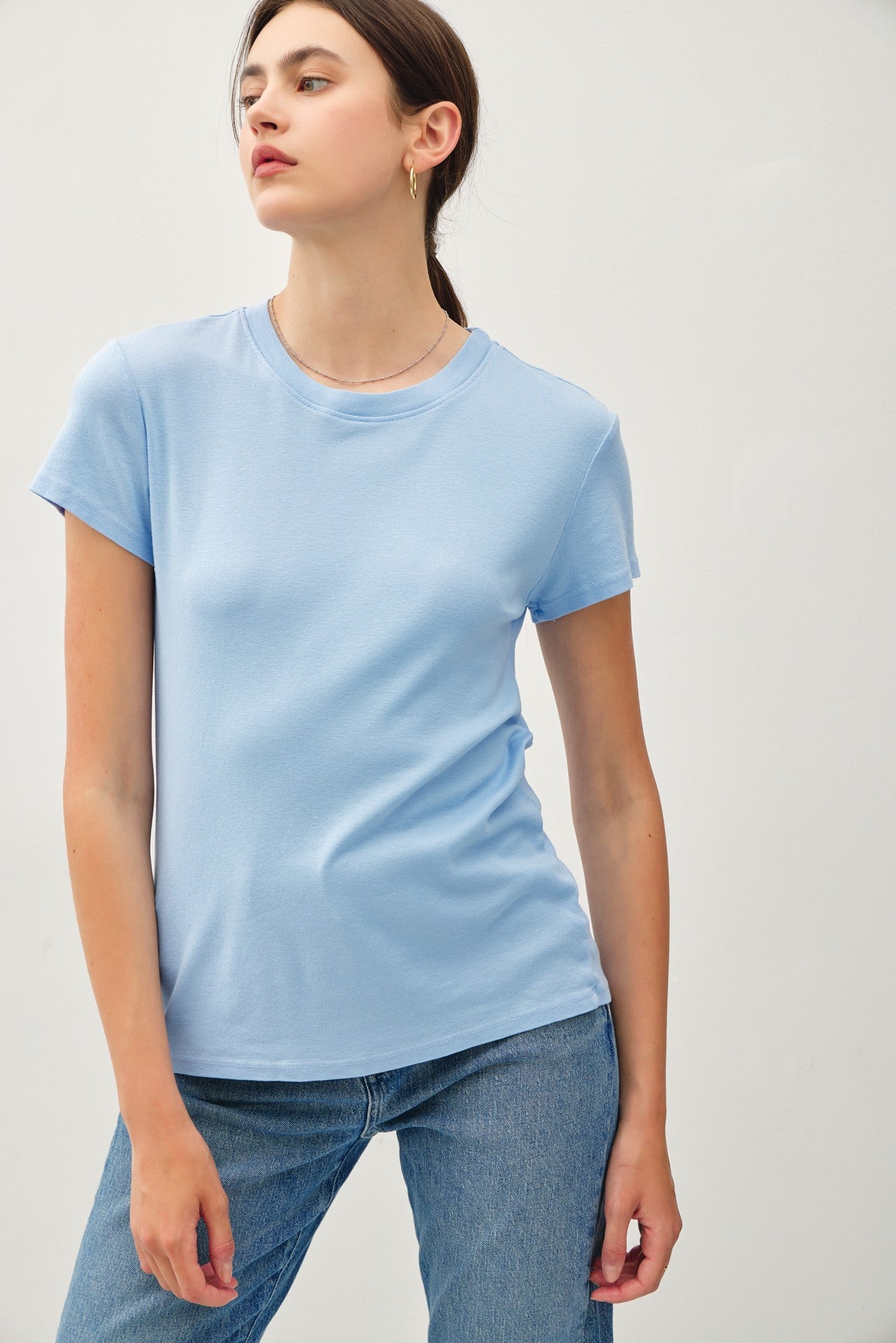 Light Blue Classic Crewneck Maternity T-Shirt