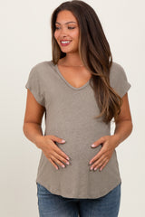 Olive V-Neck Maternity Top
