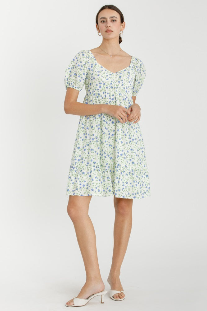 Lavender Floral Babydoll Mini Dress